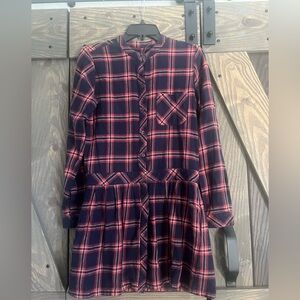 Current/Elliott Navy and Red Plaid Dress